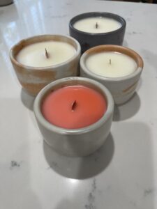 Natural wax candles made by Tracey Garling